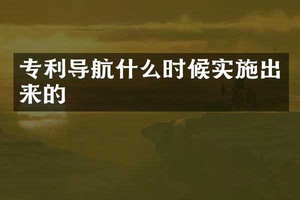 专利导航什么时候实施出来的