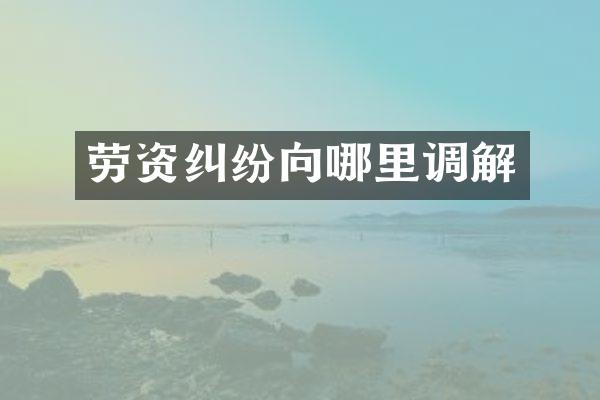 劳资纠纷向哪里调解