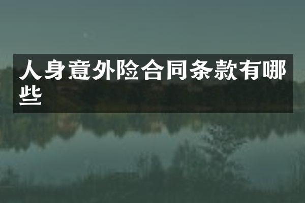 人身意外险合同条款有哪些