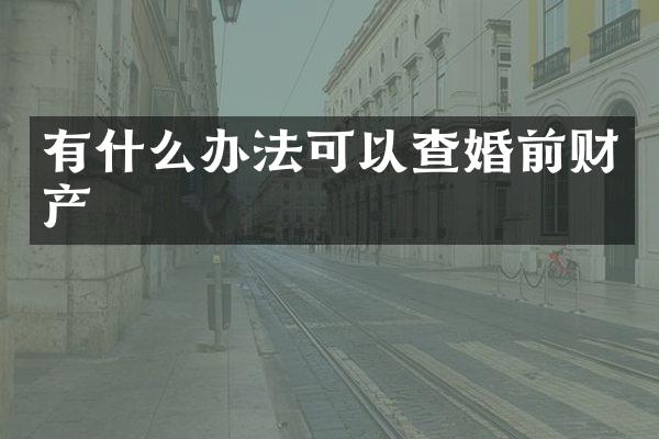 有什么办法可以查婚前财产