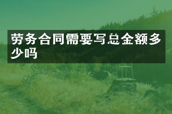 劳务合同需要写总金额多少吗