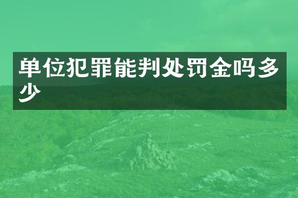单位犯罪能判处罚金吗多少