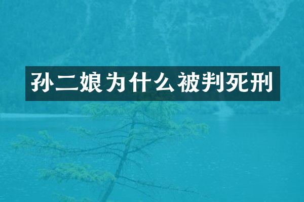 孙二娘为什么被判死刑