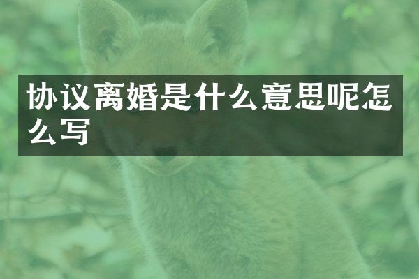 协议离婚是什么意思呢怎么写