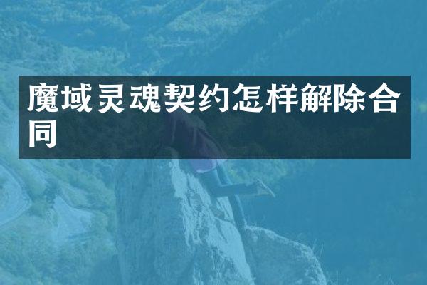 魔域灵魂契约怎样解除合同