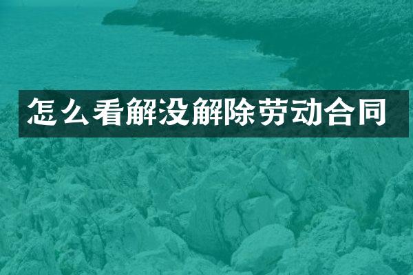 怎么看解没解除劳动合同