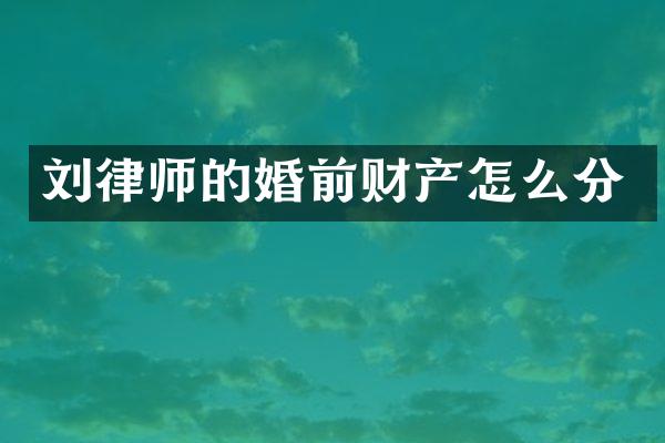 刘律师的婚前财产怎么分