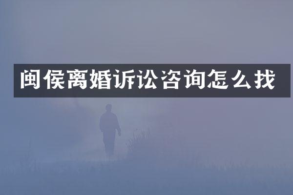 闽侯离婚诉讼咨询怎么找