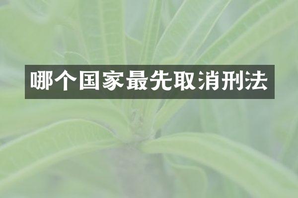 哪个国家最先取消刑法