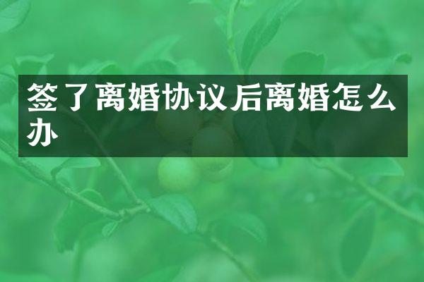 签了离婚协议后离婚怎么办