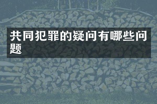 共同犯罪的疑问有哪些问题