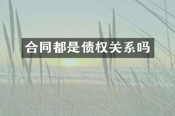 合同都是债权关系吗