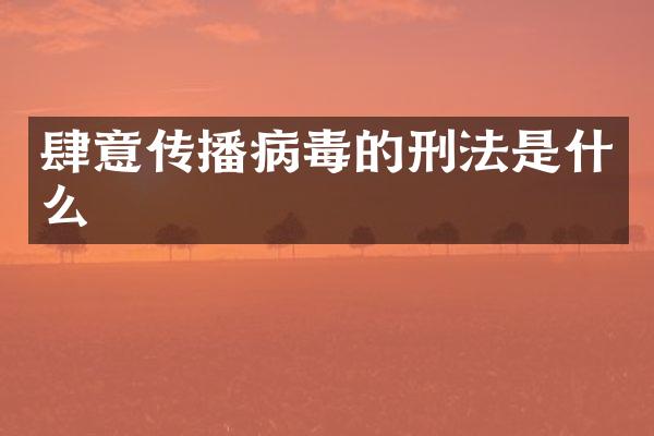 肆意传播病毒的刑法是什么