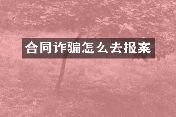 合同诈骗怎么去报案