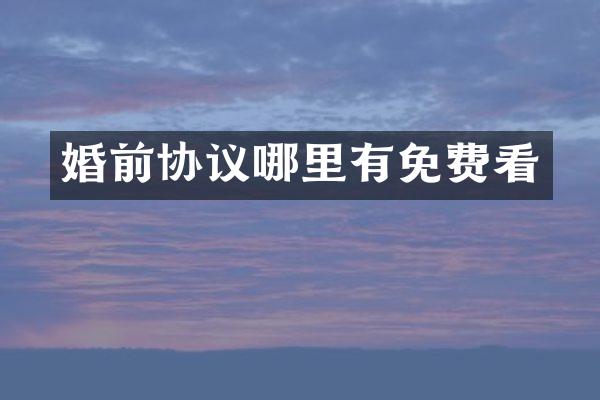 婚前协议哪里有免费看