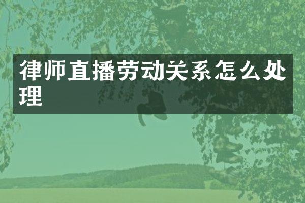 律师直播劳动关系怎么处理