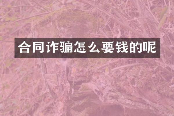 合同诈骗怎么要钱的呢