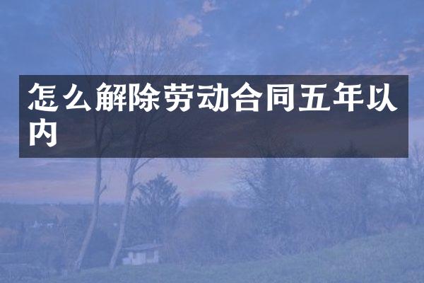 怎么解除劳动合同五年以内