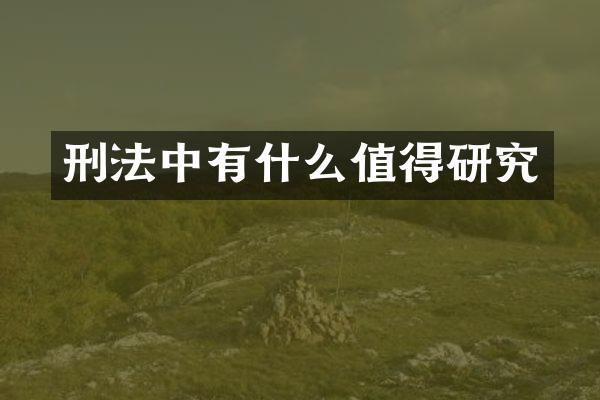 刑法中有什么值得研究