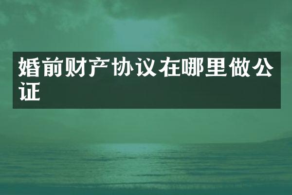 婚前财产协议在哪里做公证