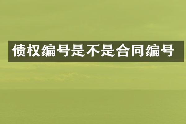 债权编号是不是合同编号