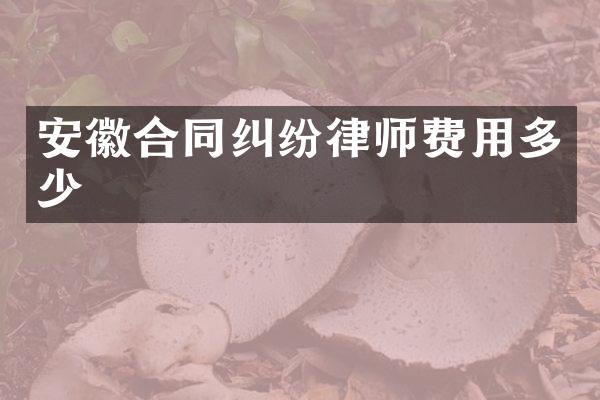 安徽合同纠纷律师费用多少