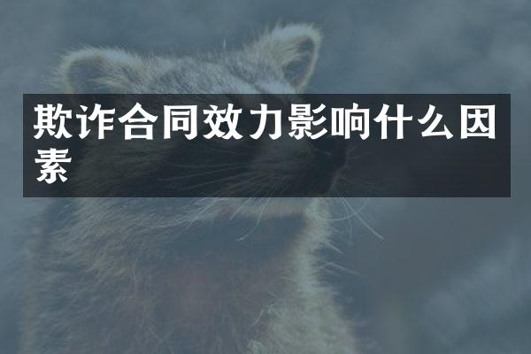 欺诈合同效力影响什么因素