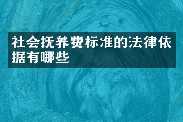 社会抚养费标准的法律依据有哪些