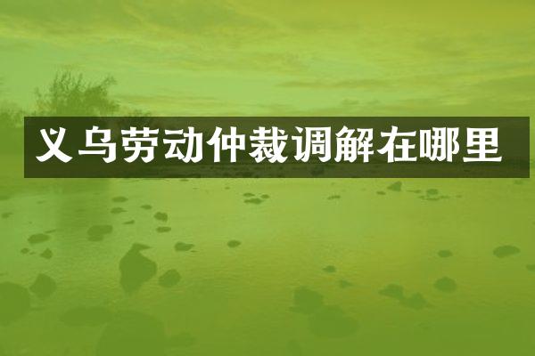义乌劳动仲裁调解在哪里