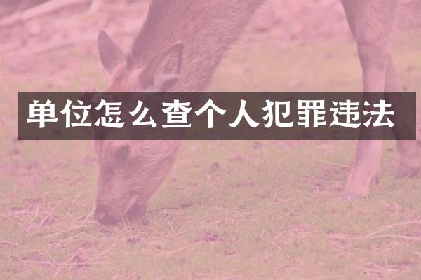 单位怎么查个人犯罪违法