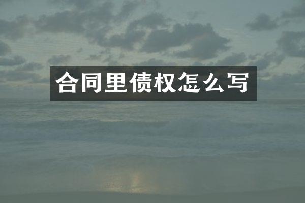 合同里债权怎么写