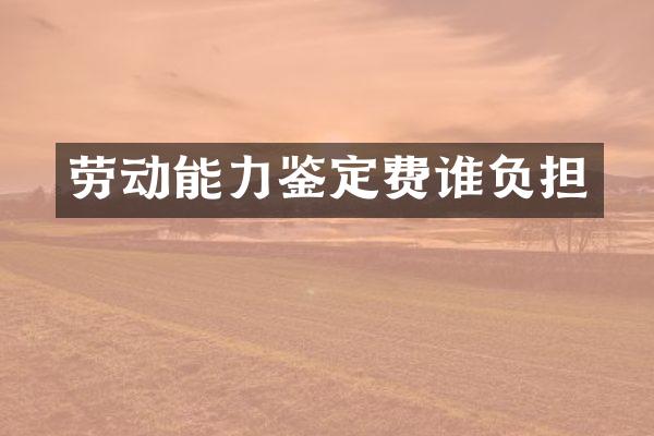 劳动能力鉴定费谁负担