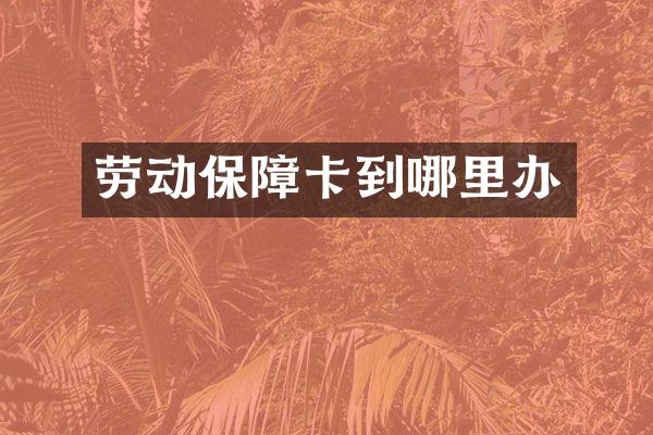 劳动保障卡到哪里办