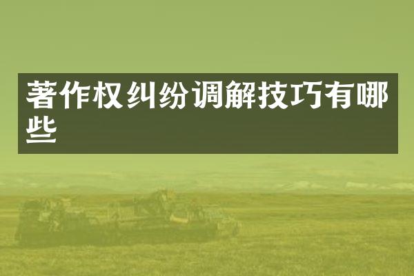 著作权纠纷调解技巧有哪些