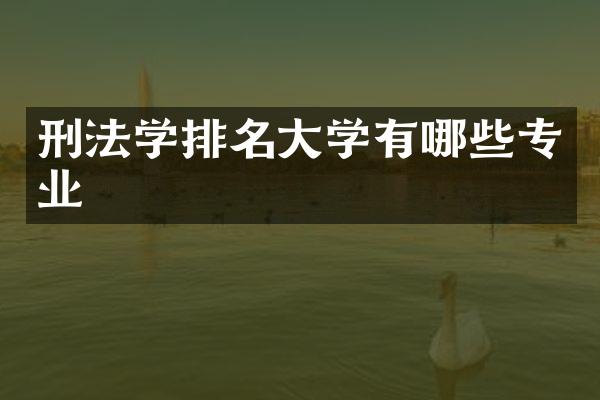 刑法学排名大学有哪些专业