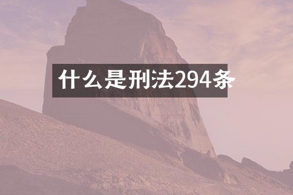 什么是刑法294条