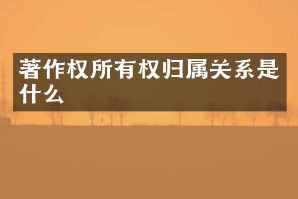 著作权所有权归属关系是什么