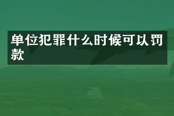 单位犯罪什么时候可以罚款