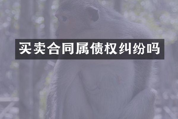 买卖合同属债权纠纷吗