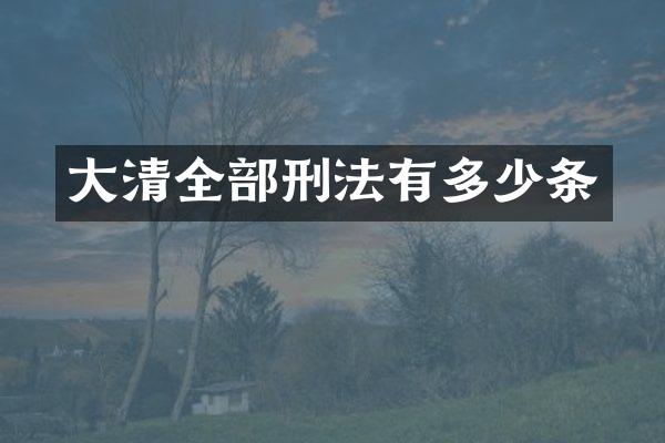 大清全部刑法有多少条