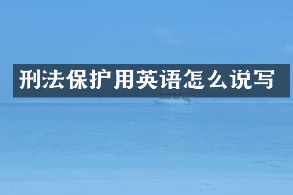 刑法保护用英语怎么说写