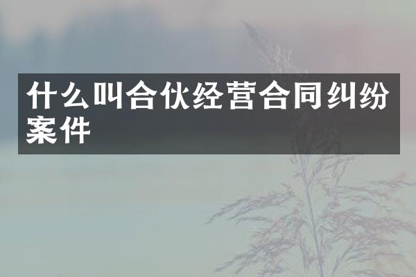 什么叫合伙经营合同纠纷案件