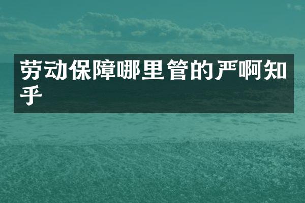 劳动保障哪里管的严啊知乎