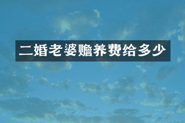 二婚老婆赡养费给多少