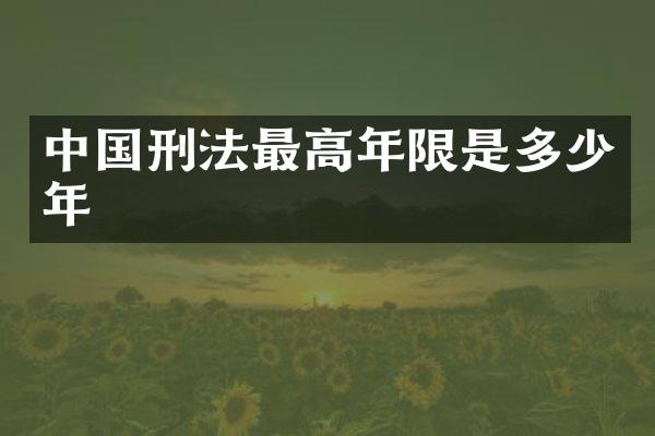 中国刑法最高年限是多少年
