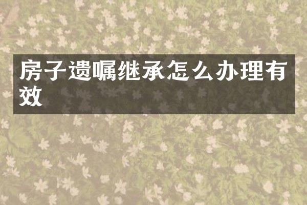 房子遗嘱继承怎么办理有效