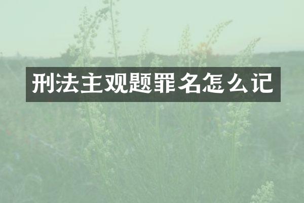 刑法主观题罪名怎么记