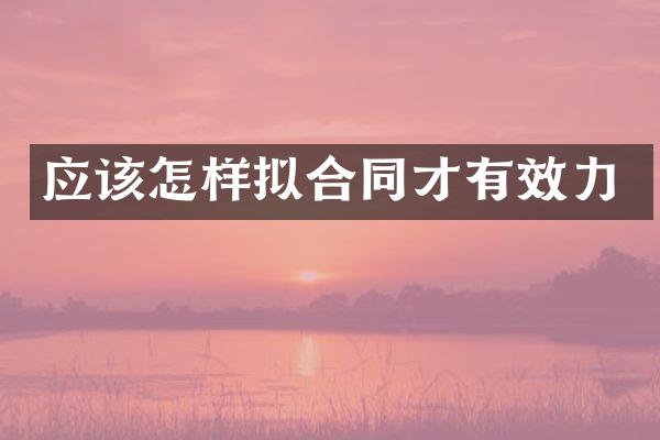 应该怎样拟合同才有效力