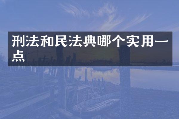 刑法和民法典哪个实用一点