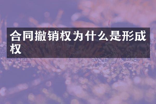 合同撤销权为什么是形成权